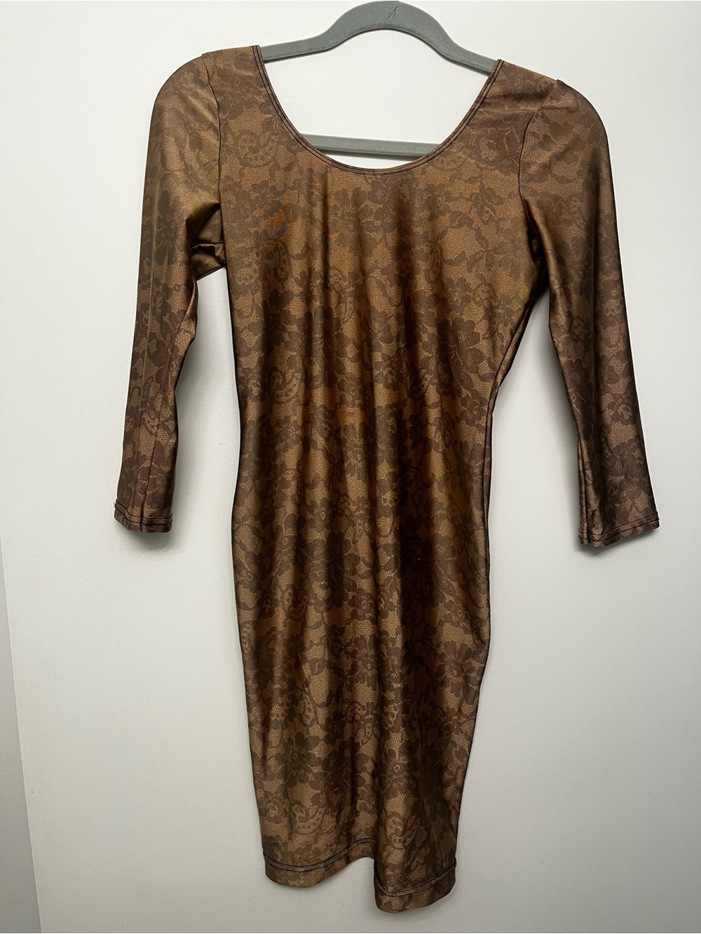 American Apparel Brown Lace-Effect Bodycon Mini Dress